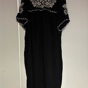 Black Dress with White Floral Embroidery